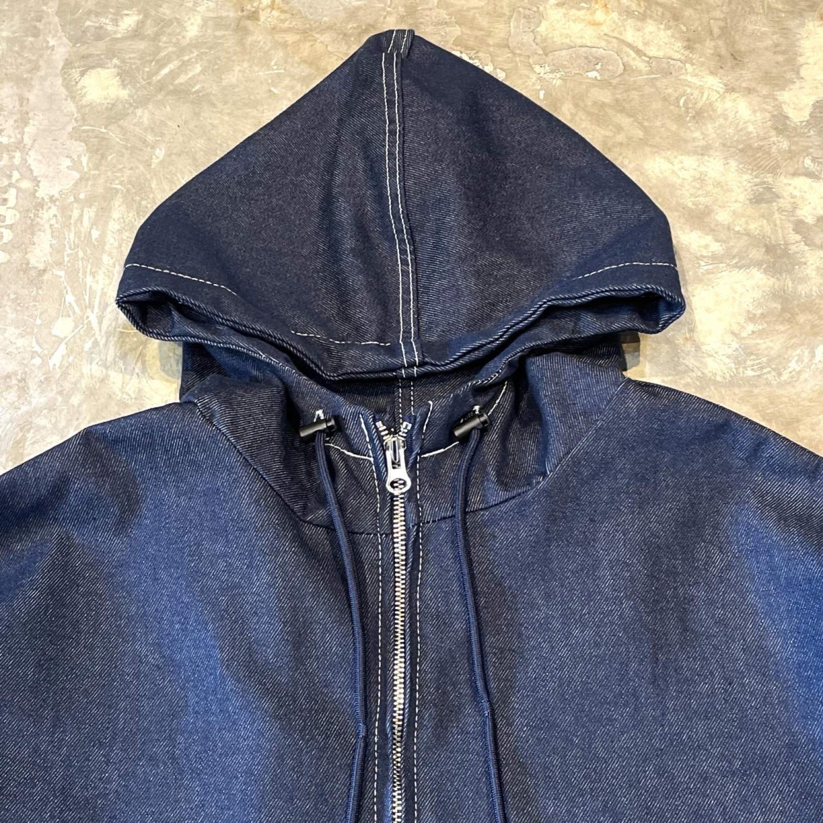 画像11: DOUBLE ZIP DENIM HOODIE JACKET / Mens XL (11)
