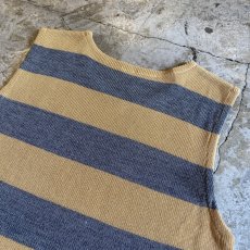 画像10: BORDER PATTERN SIDE SLIT 2BELT DESIGN VEST / Ladies M (10)