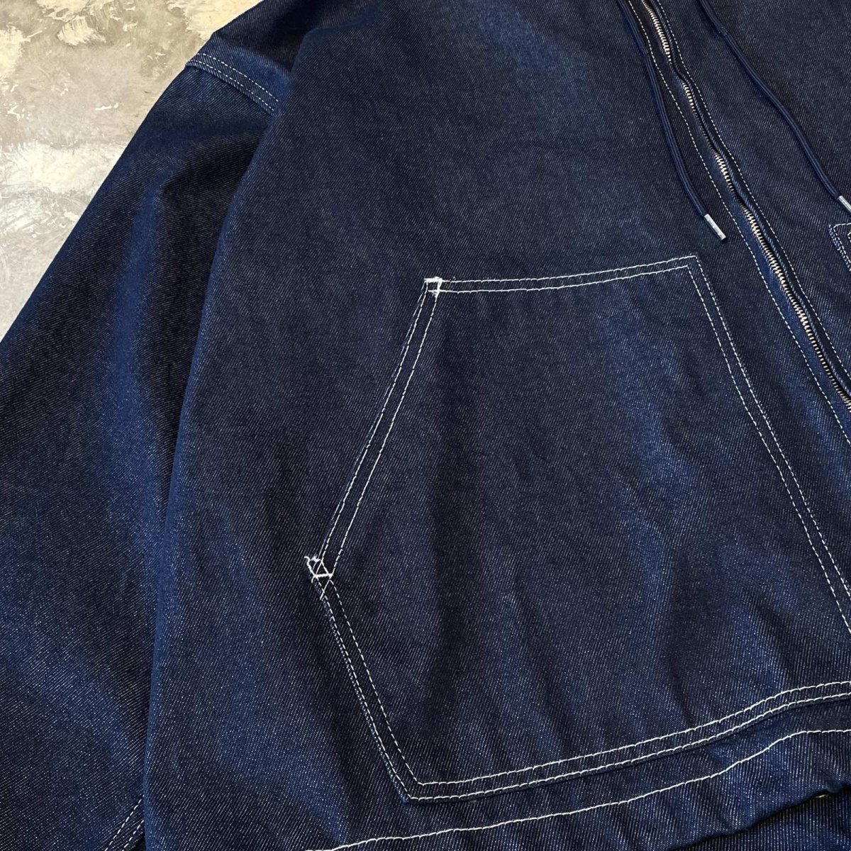 画像5: DOUBLE ZIP DENIM HOODIE JACKET / Mens XL (5)