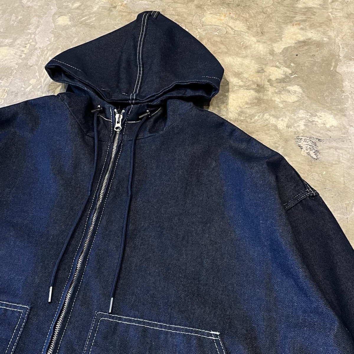 画像4: DOUBLE ZIP DENIM HOODIE JACKET / Mens XL (4)