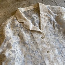 画像3: ALL OVER PATTERN DESIGN SHEER L/S SHIRT / Ladies L (3)