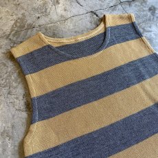 画像3: BORDER PATTERN SIDE SLIT 2BELT DESIGN VEST / Ladies M (3)