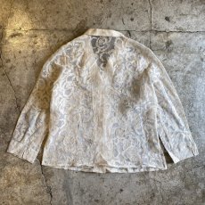 画像2: ALL OVER PATTERN DESIGN SHEER L/S SHIRT / Ladies L (2)