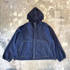 画像1: DOUBLE ZIP DENIM HOODIE JACKET / Mens XL (1)