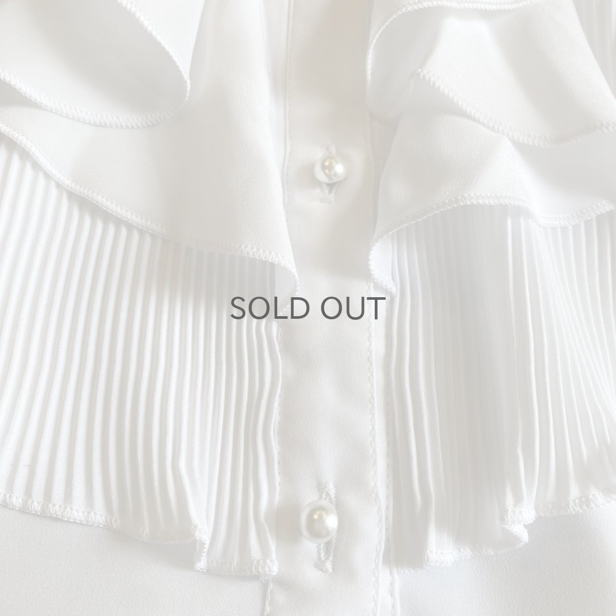 画像5: STAND COLLAR FRONT FRILL DESIGN SATIN BLOUSE / Ladies M (5)