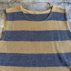画像4: BORDER PATTERN SIDE SLIT 2BELT DESIGN VEST / Ladies M (4)