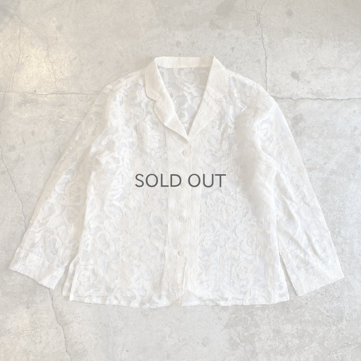 画像1: ALL OVER PATTERN DESIGN SHEER L/S SHIRT / Ladies L (1)