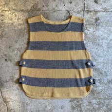 画像1: BORDER PATTERN SIDE SLIT 2BELT DESIGN VEST / Ladies M (1)