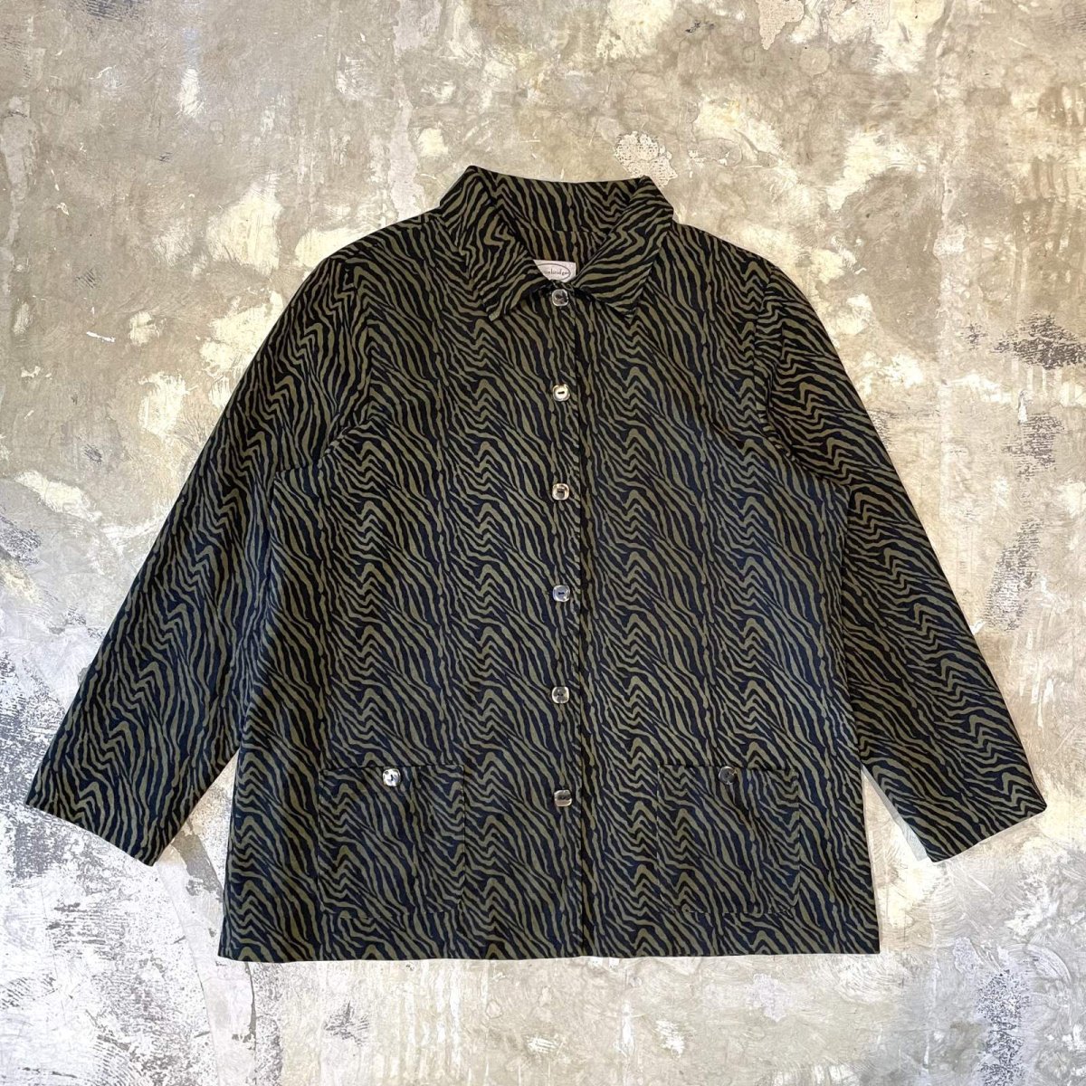 画像1: ALL OVER ZEBRA PATTERN 2POCKETS L/S SHIRT / Mens L (1)