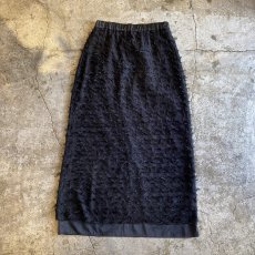 画像1: BLACK COLOR SHORT FRINGE LAYERED DESIGN BACK SLIT SKIRT / W25~W31 (1)