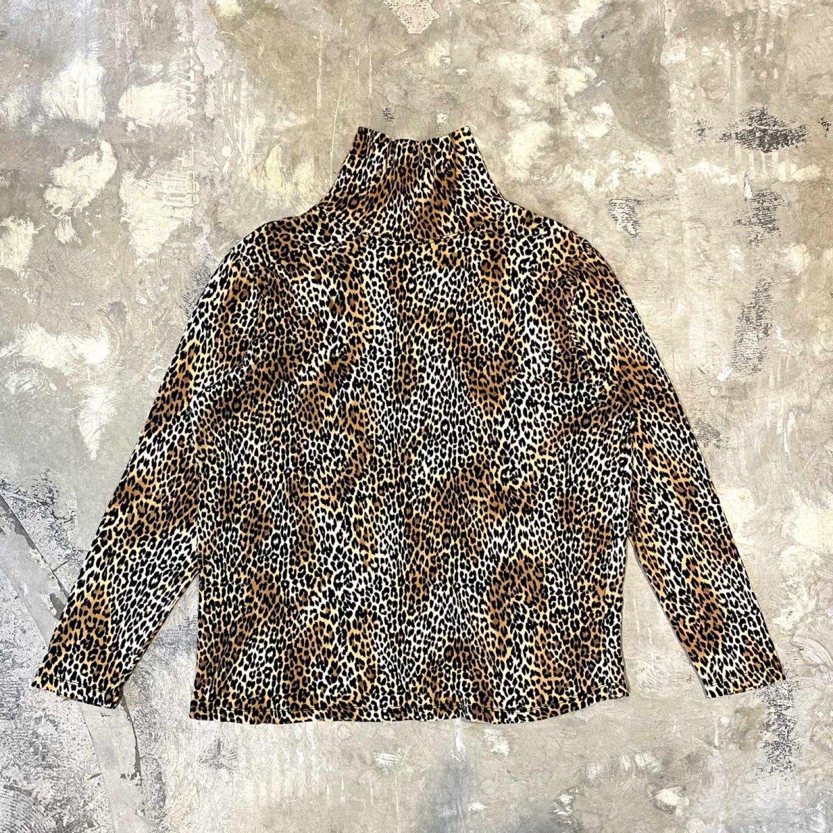 画像1: ALL OVER LEOPARD PATTERN HI NECK L/S TOPS / Mens L (1)