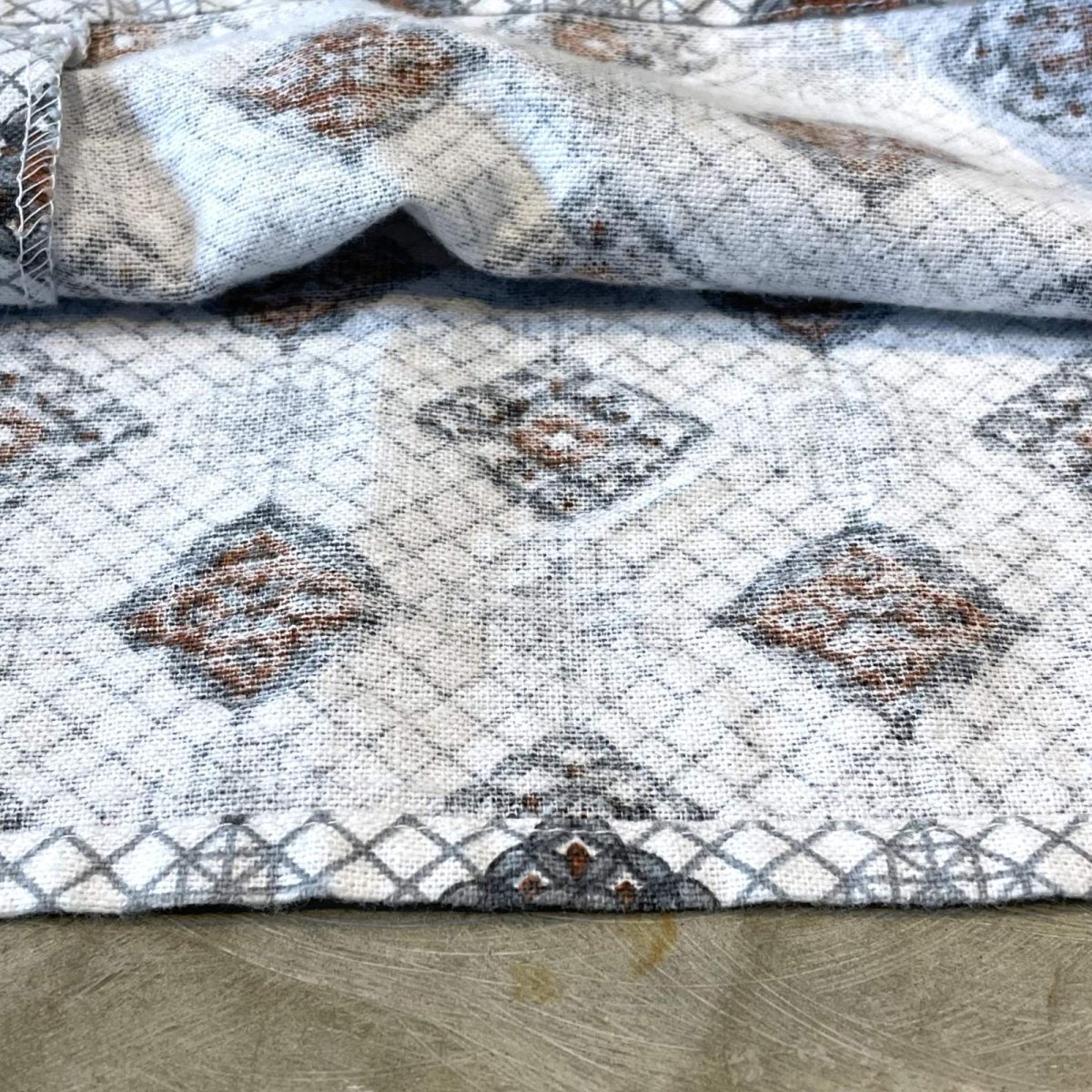 画像8: ALL OVER PATTERN OPEN COLLAR L/S PAJAMA SHIRT / Mens L (8)