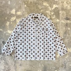 画像1: ALL OVER PATTERN OPEN COLLAR L/S PAJAMA SHIRT / Mens L (1)