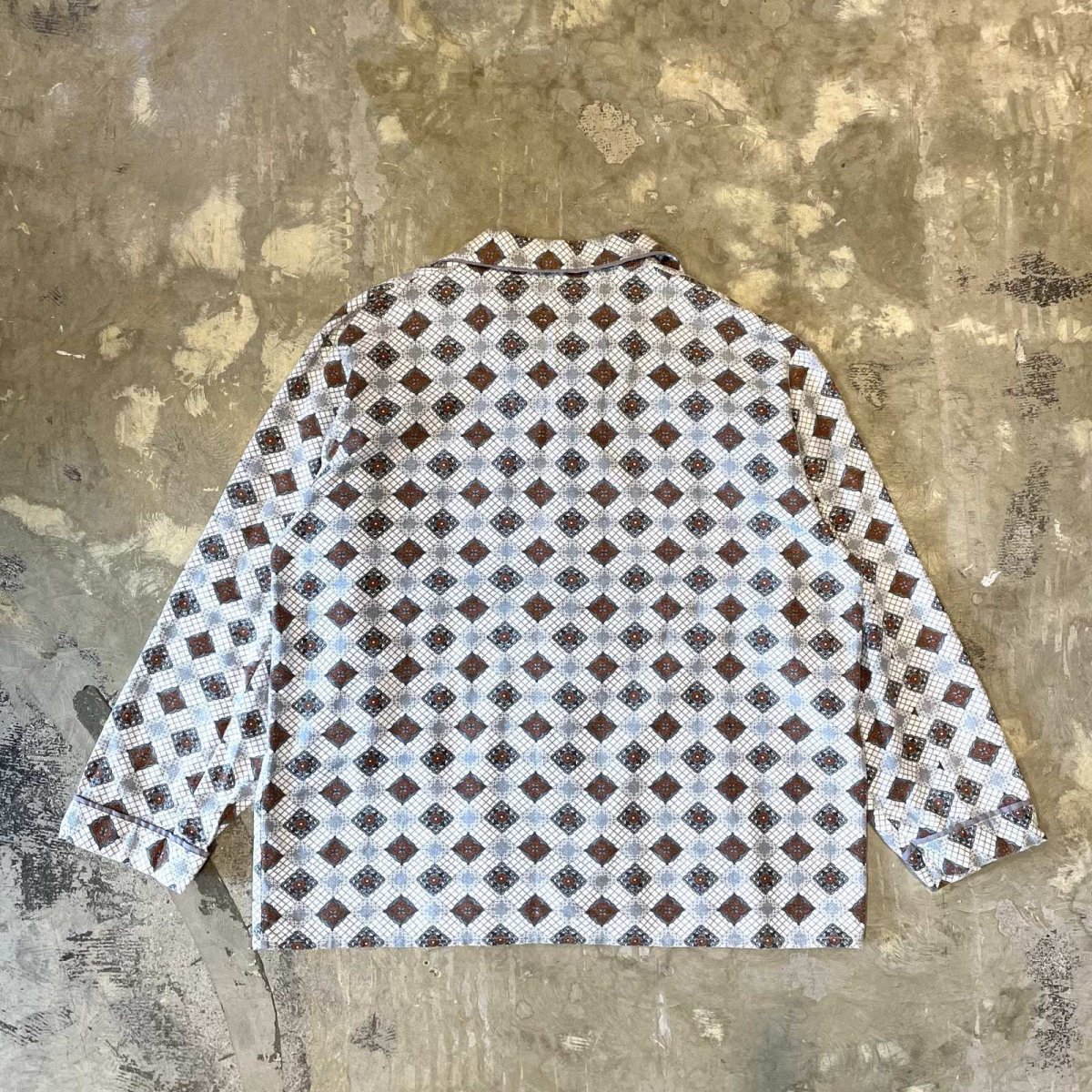 画像2: ALL OVER PATTERN OPEN COLLAR L/S PAJAMA SHIRT / Mens L (2)