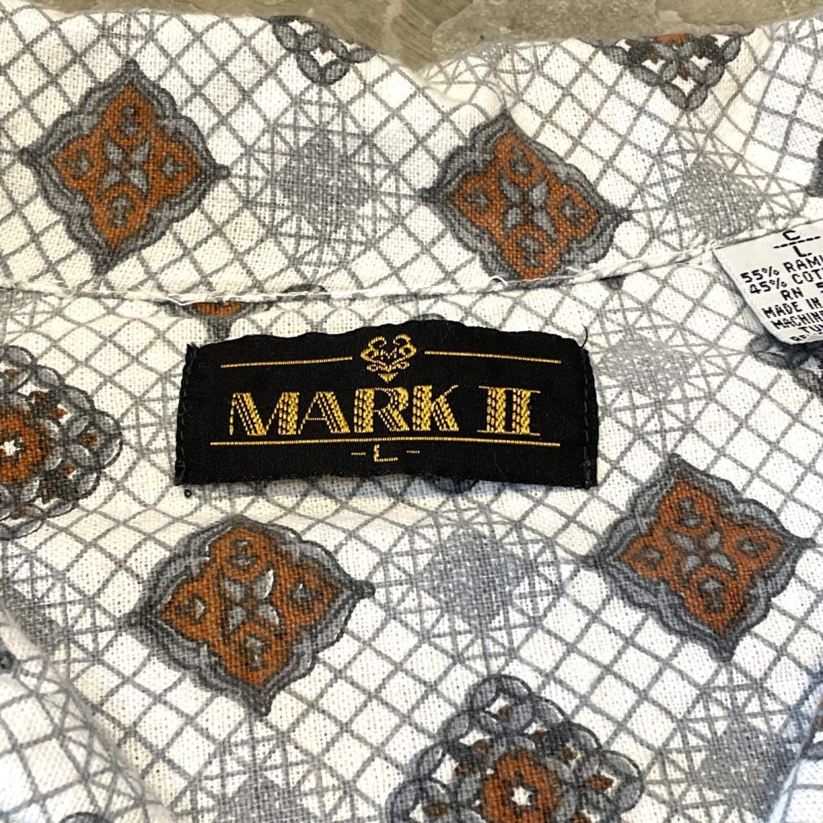 画像10: ALL OVER PATTERN OPEN COLLAR L/S PAJAMA SHIRT / Mens L (10)