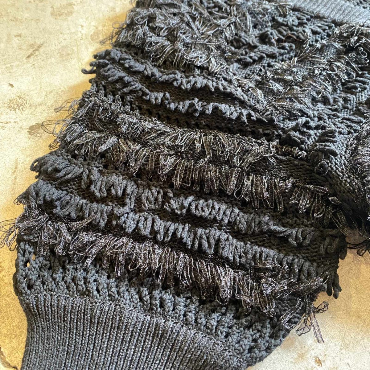 画像9: LOOP SHORT FRINGE KNIT DESIGN S/S BOLERO / Ladies M (9)