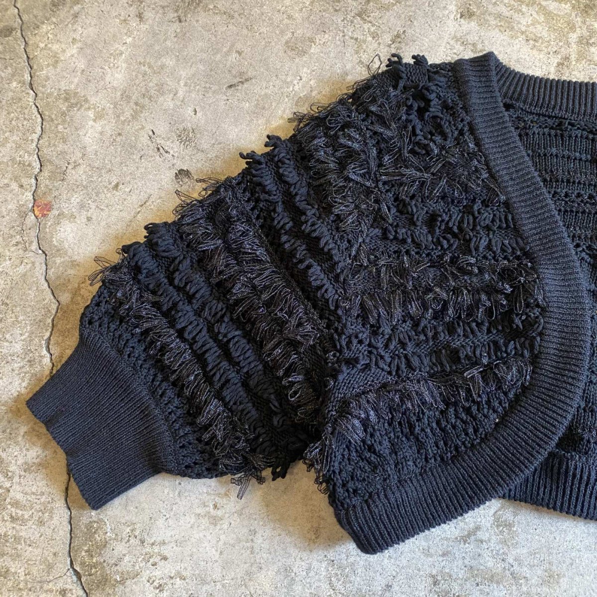 画像4: LOOP SHORT FRINGE KNIT DESIGN S/S BOLERO / Ladies M (4)
