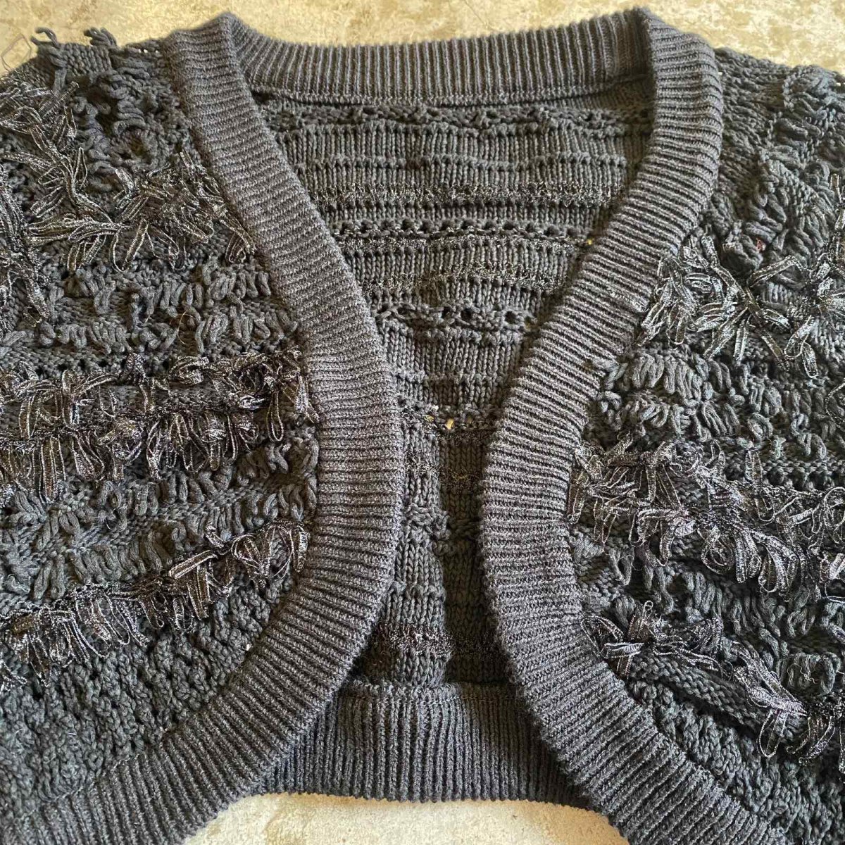 画像5: LOOP SHORT FRINGE KNIT DESIGN S/S BOLERO / Ladies M (5)