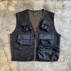 画像1: 5 POCKET DESIGN BLACK COLOR MESH FISHING VEST / Ladies M (1)