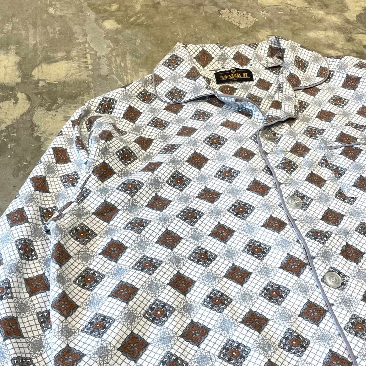 画像3: ALL OVER PATTERN OPEN COLLAR L/S PAJAMA SHIRT / Mens L (3)