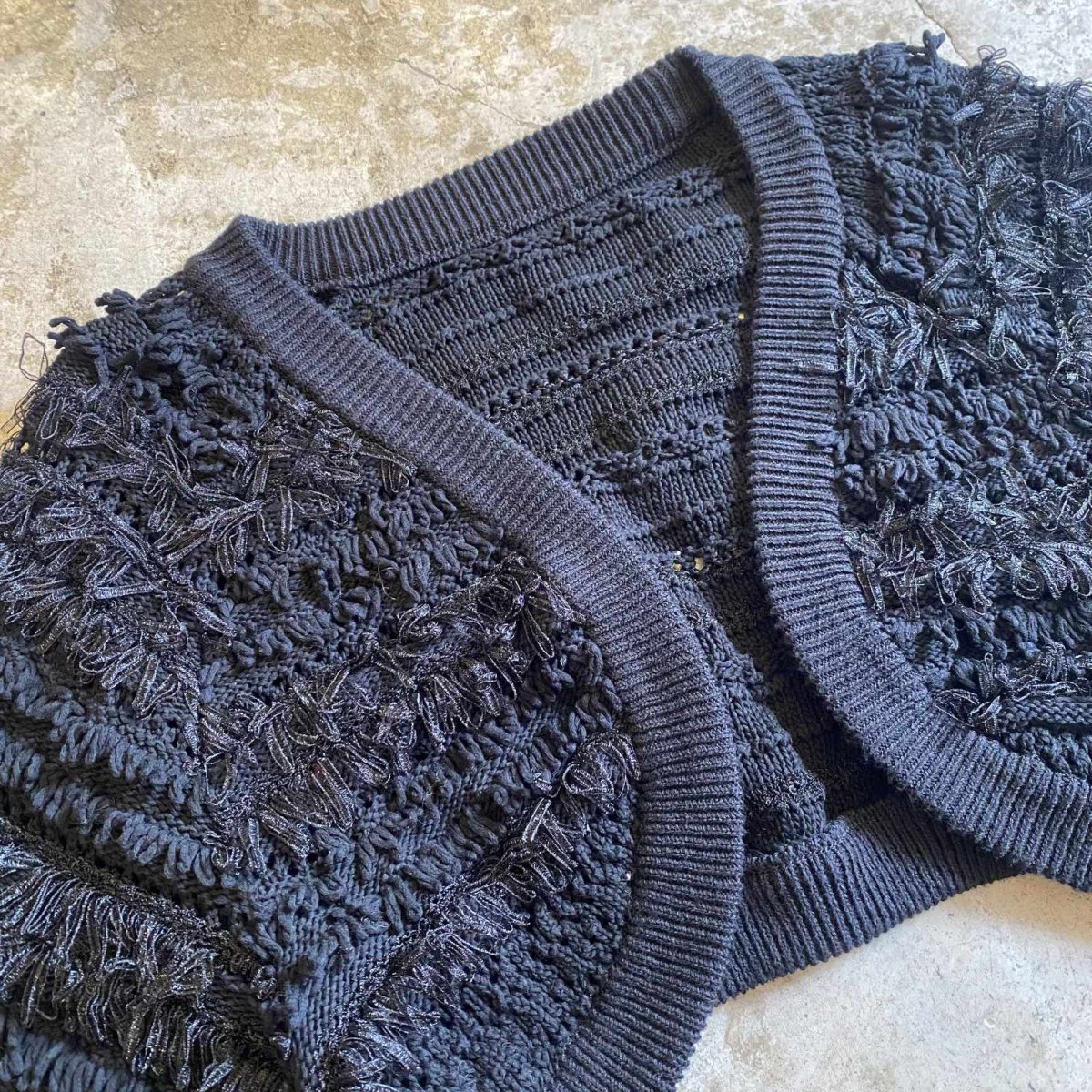 画像3: LOOP SHORT FRINGE KNIT DESIGN S/S BOLERO / Ladies M (3)