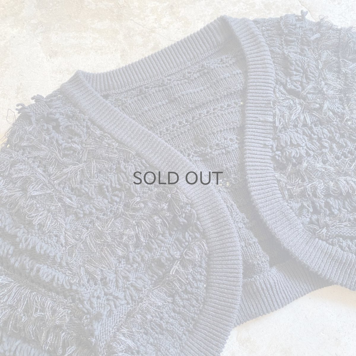 画像3: LOOP SHORT FRINGE KNIT DESIGN S/S BOLERO / Ladies M (3)