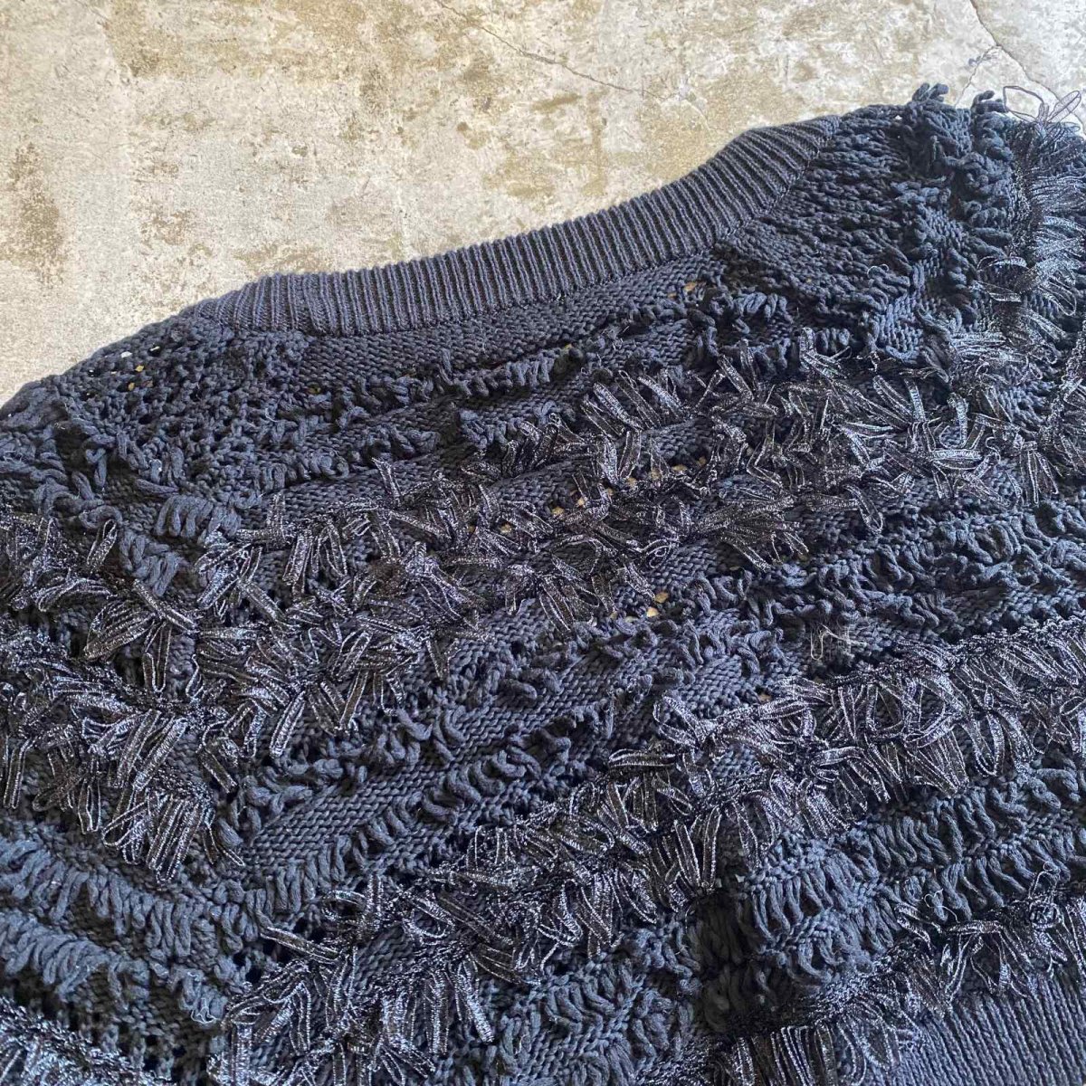 画像10: LOOP SHORT FRINGE KNIT DESIGN S/S BOLERO / Ladies M (10)