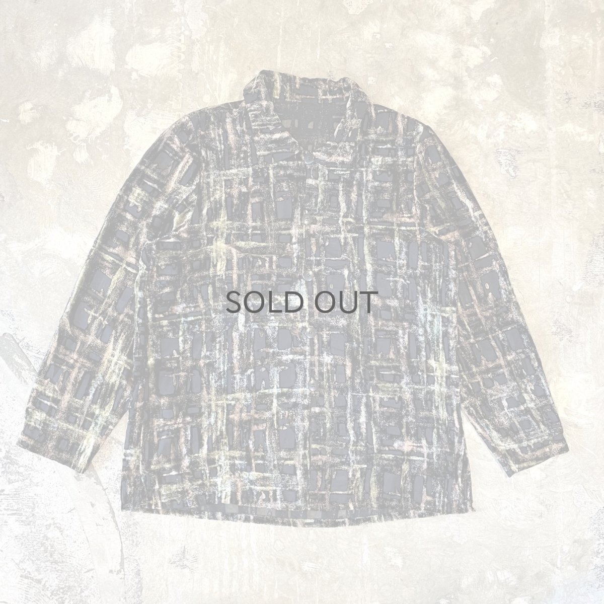 画像1: VELOUR×SHEER SWITCHED PATTERN L/S SHIRT / Mens S (1)
