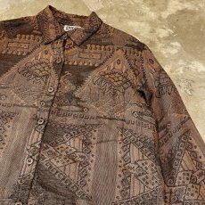 画像4: ALL OVER ARTISTIC PATTERN L/S SHIRT / Mens M / MADE IN INDIA (4)