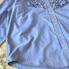 画像5: BLUE COLOR FRONT FRILL L/S SHIRT / Mens M~L (5)