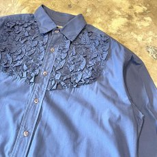 画像4: BLUE COLOR FRONT FRILL L/S SHIRT / Mens M~L (4)