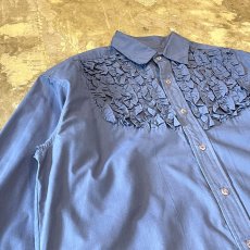 画像3: BLUE COLOR FRONT FRILL L/S SHIRT / Mens M~L (3)