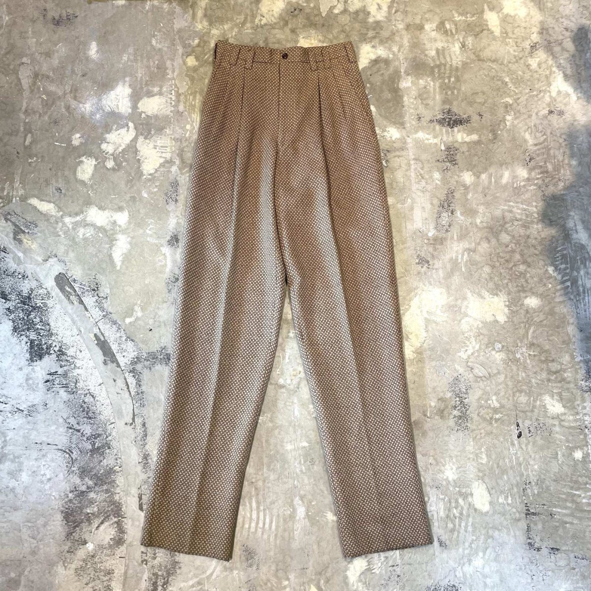 画像1: ALL OVER PATTERN STRAIGHT SILHOUETTE SLACKS / W29 (1)