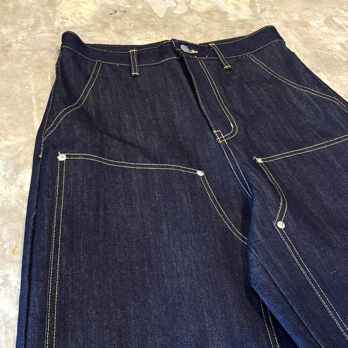 画像3: 【WONDERGROUND】DOUBLE KNEE WIDE SILHOUETTE DENIM PANTS / BLUE / OS (3)
