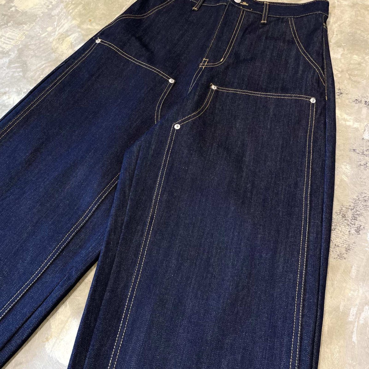 画像4: 【WONDERGROUND】DOUBLE KNEE WIDE SILHOUETTE DENIM PANTS / BLUE / OS (4)