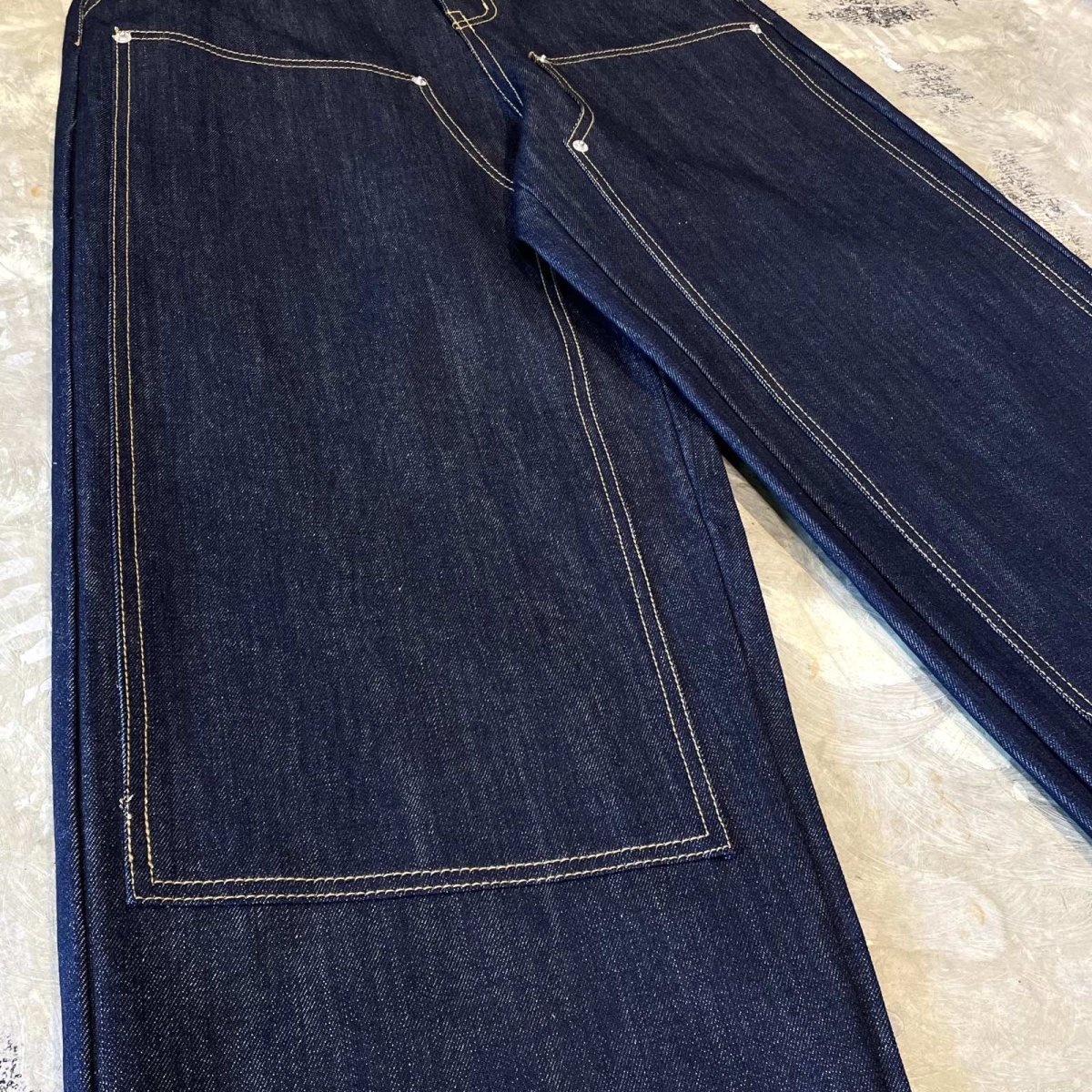 画像5: 【WONDERGROUND】DOUBLE KNEE WIDE SILHOUETTE DENIM PANTS / BLUE / OS (5)