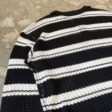 画像9: BORDER PATTERN HALF BUTTON MESH L/S SHIRT / Mens XL (9)
