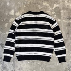 画像2: BORDER PATTERN HALF BUTTON MESH L/S SHIRT / Mens XL (2)