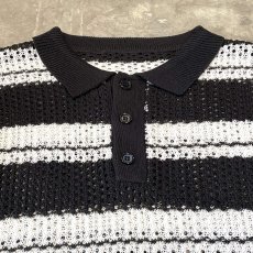 画像10: BORDER PATTERN HALF BUTTON MESH L/S SHIRT / Mens XL (10)