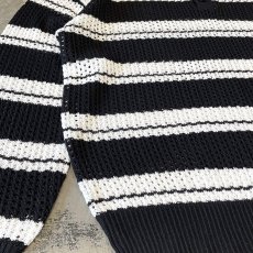 画像5: BORDER PATTERN HALF BUTTON MESH L/S SHIRT / Mens XL (5)