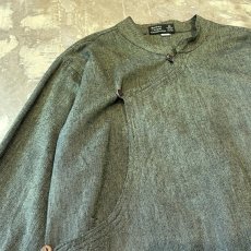 画像3: ASYMMETRY FRONT STAND COLLAR L/S SHIRT / Mens XXL / MADE IN NEPAL (3)