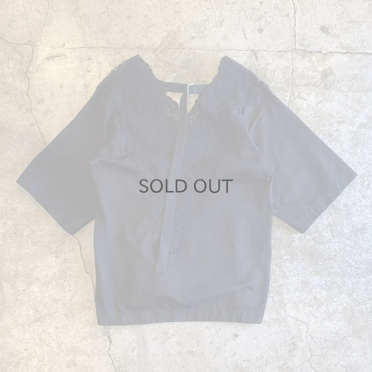 画像2: BACK BELT POINT LACE DESIGN S/S TOPS / Ladies L (2)