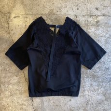 画像2: BACK BELT POINT LACE DESIGN S/S TOPS / Ladies L (2)