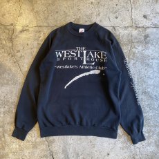 画像1: OLD FRONT SLEEVE LOGO PRINTED DESIGN BLACK COLOR SWEAT / Ladies L / MADE IN USA (1)