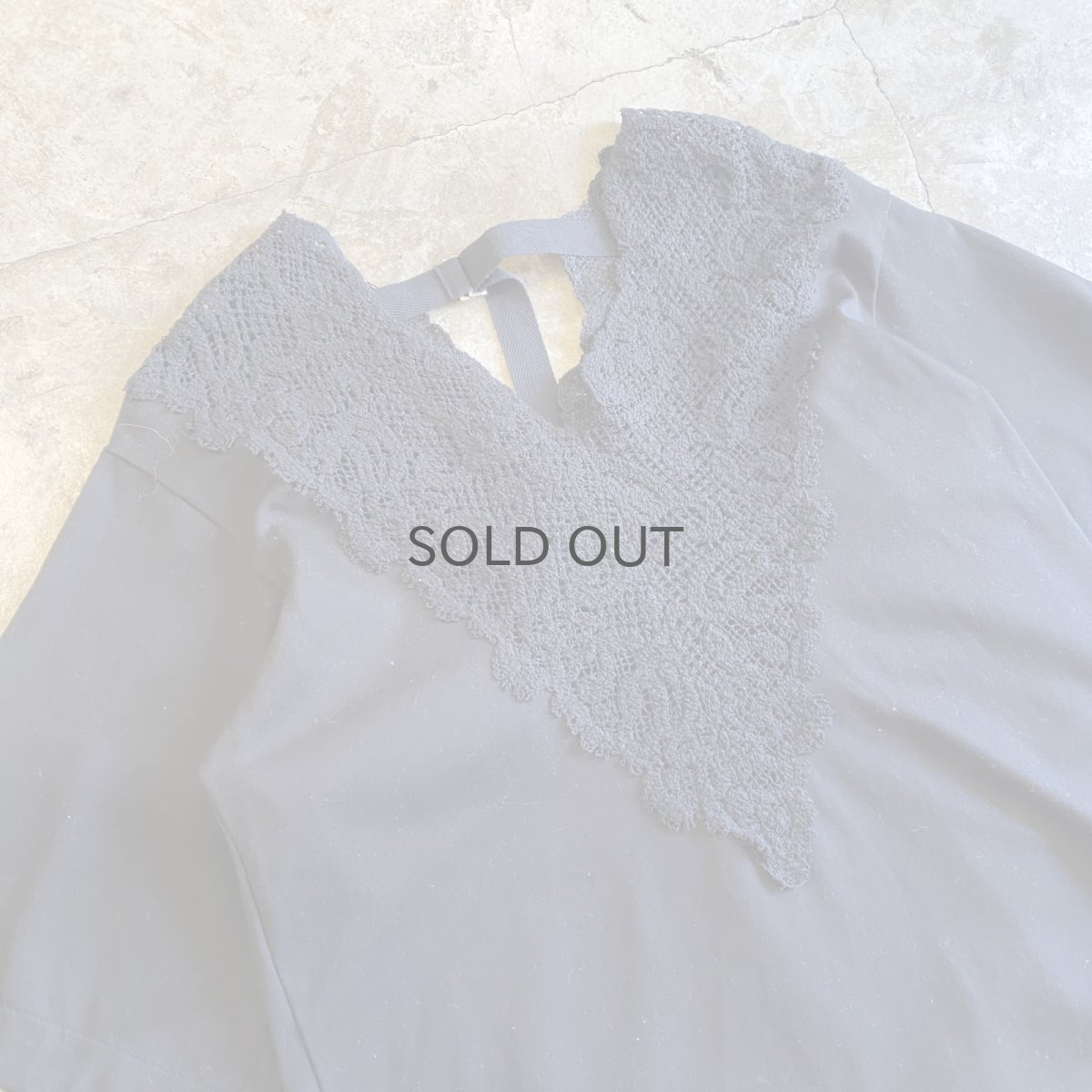 画像3: BACK BELT POINT LACE DESIGN S/S TOPS / Ladies L (3)