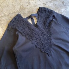 画像3: BACK BELT POINT LACE DESIGN S/S TOPS / Ladies L (3)