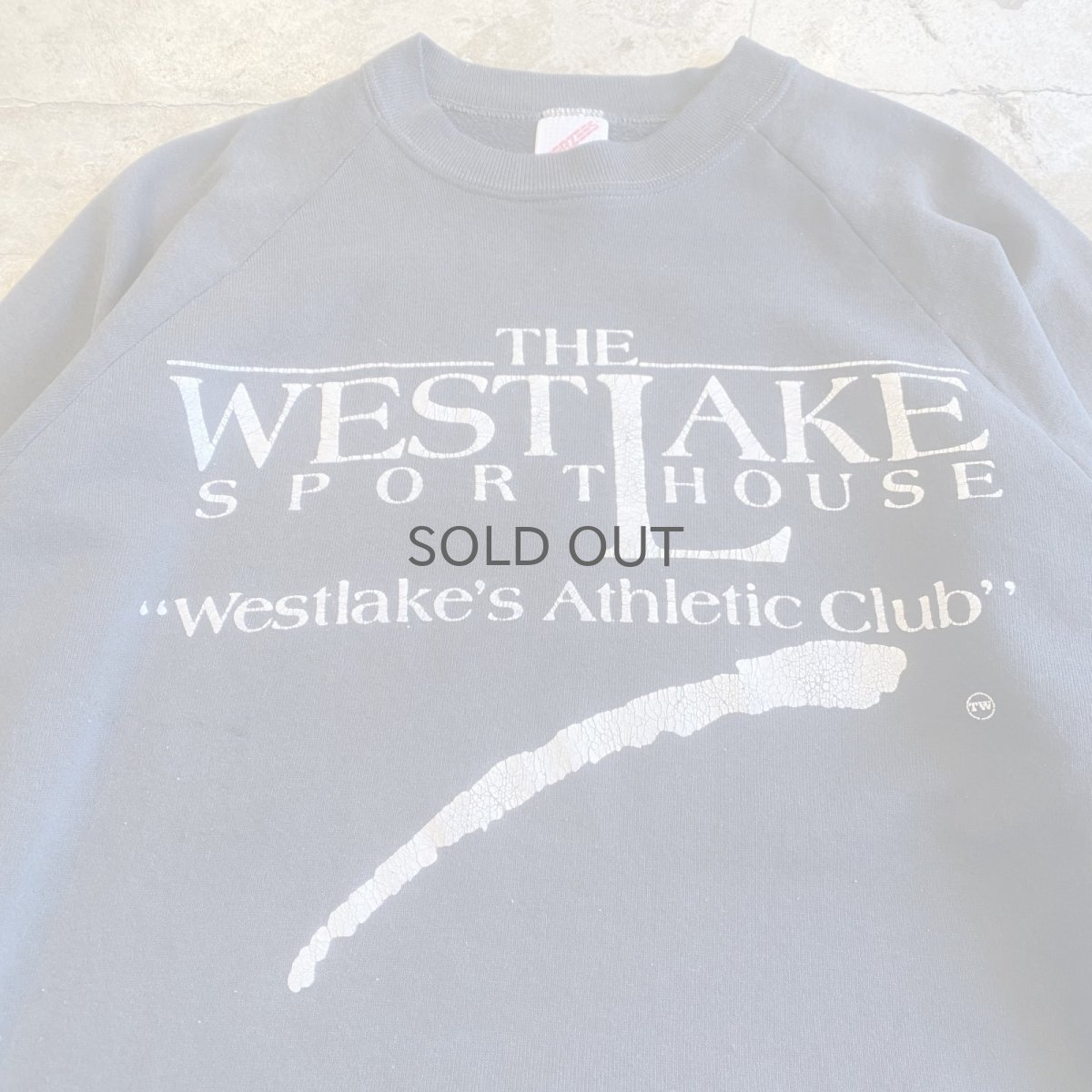 画像4: OLD FRONT SLEEVE LOGO PRINTED DESIGN BLACK COLOR SWEAT / Ladies L / MADE IN USA (4)