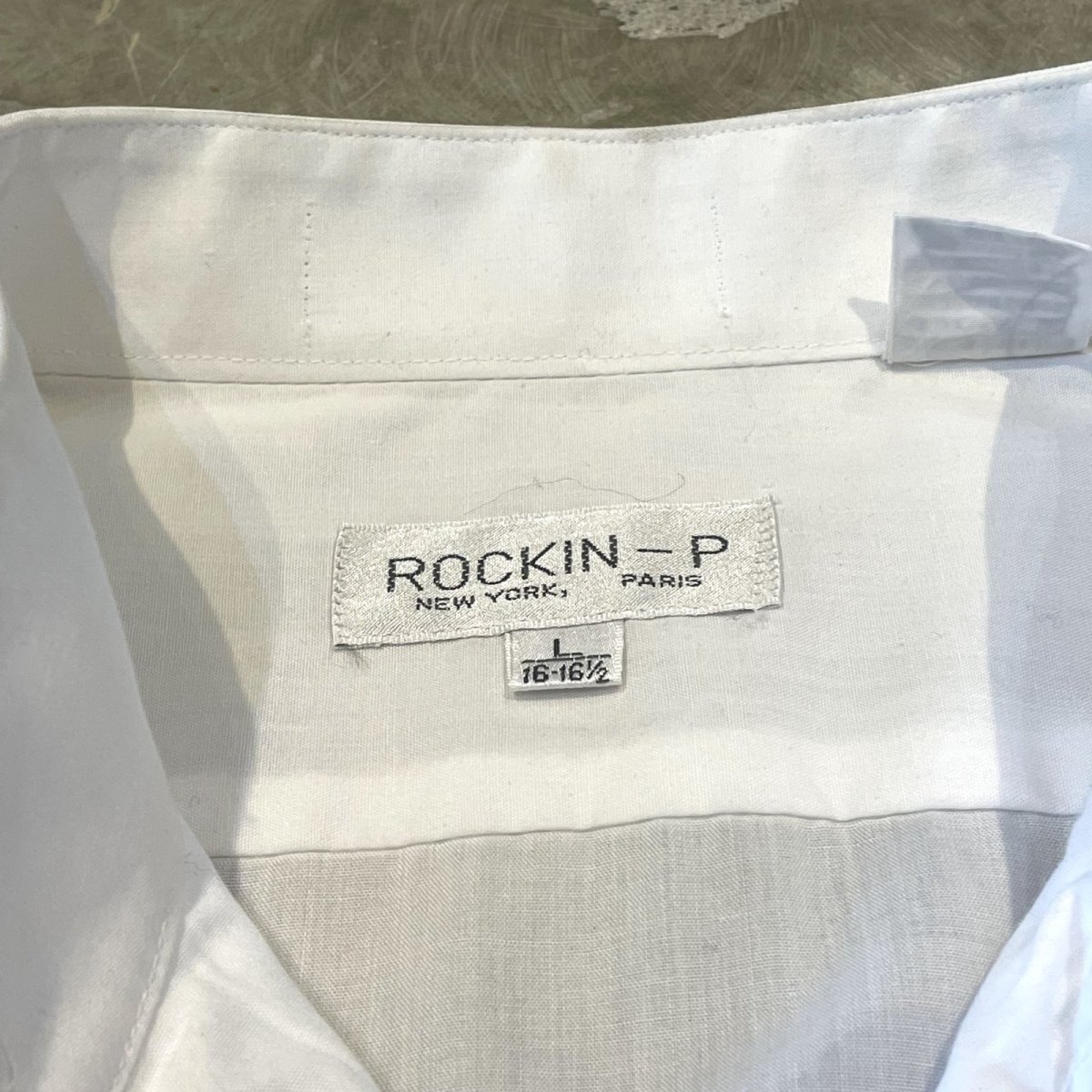 画像10: FELT PATCHED FRONT PLEATED DRESS L/S SHIRT / Mens L (10)