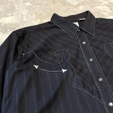 画像3: STRIPE PATTERN BOX SILHOUETTE WESTERN L/S SHIRT / Mens XL (3)
