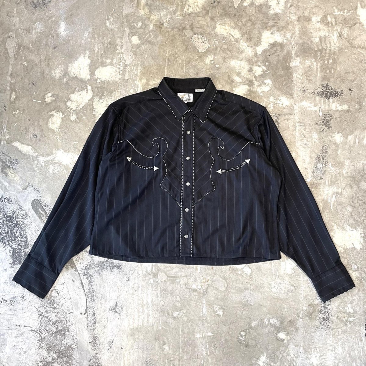 画像1: STRIPE PATTERN BOX SILHOUETTE WESTERN L/S SHIRT / Mens XL (1)